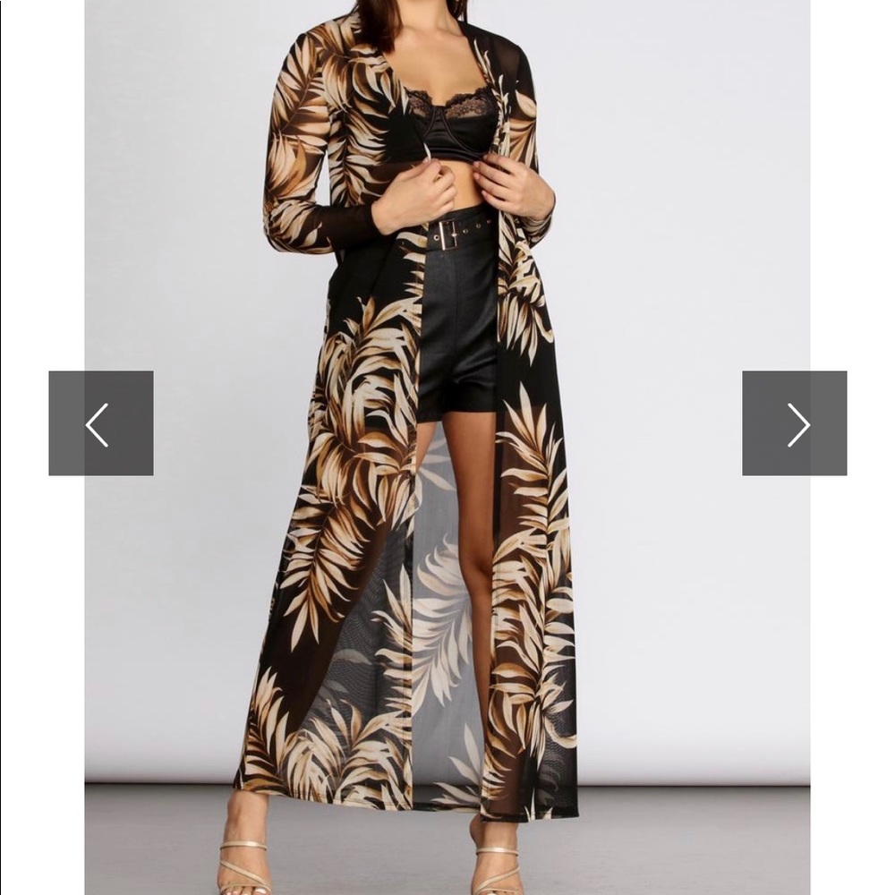 Tropical getaway mesh duster, swimsuit cover up